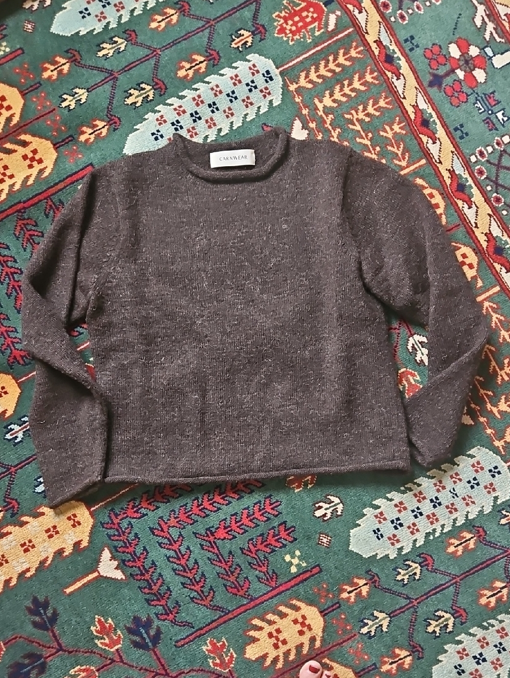 Handframed Fine Guage Rollneck 100% Wool Sweater Dark Brown